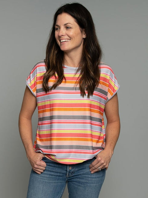 The Relaxed Tee - Pink Stripes / Pink Dots